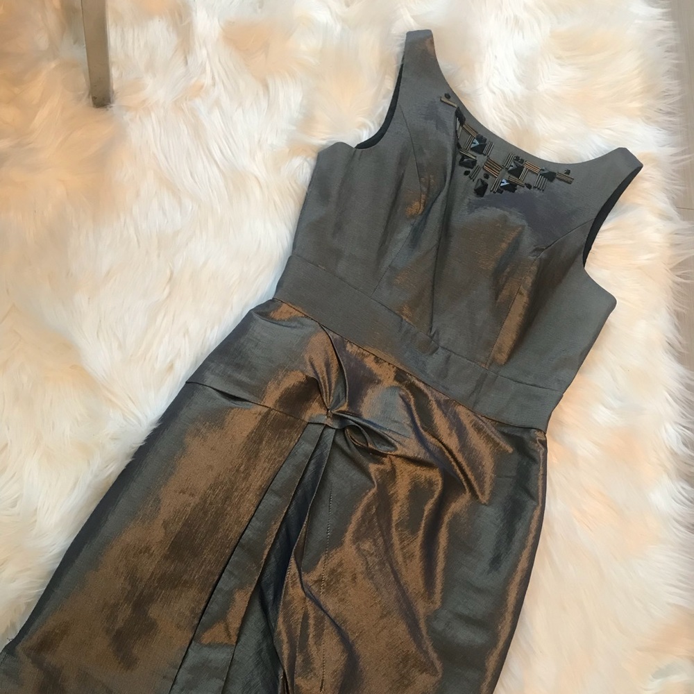 👗 Gorgeous BCBGMaxAzria Embellished Silver Dress
